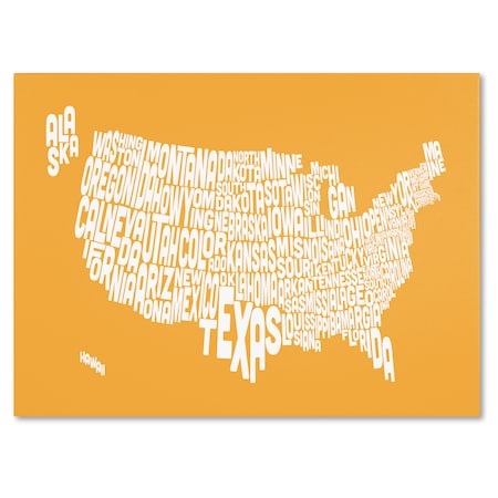 Michael Tompsett 'SUNSET-USA States Text Map' Canvas Art,22x32